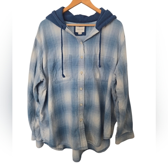 American Eagle Outfitters Sweaters - American Eagle Outfitters Denim Blue Hooded Shirt Size XXL